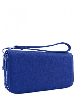 Double Zip Around Wristlet Wallet WU0002 BLUE